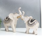 Сувенир полистоун "Индийские белые слоны с узором на попоне" н-р 2шт 18х7х17 21,5х8,5х21 см   735554 - фото 23394573