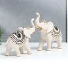 Сувенир полистоун "Индийские белые слоны с узором на попоне" н-р 2шт 18х7х17 21,5х8,5х21 см   735554 - фото 23394574
