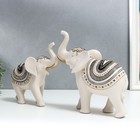 Сувенир полистоун "Индийские белые слоны с узором на попоне" н-р 2шт 18х7х17 21,5х8,5х21 см   735554 - фото 23394575