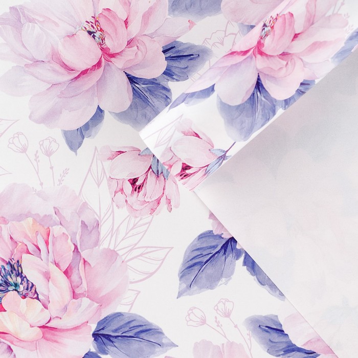 Бумага упаковочная глянцевая «Нежные цветы», 70 х 100 см - фото 1891211622