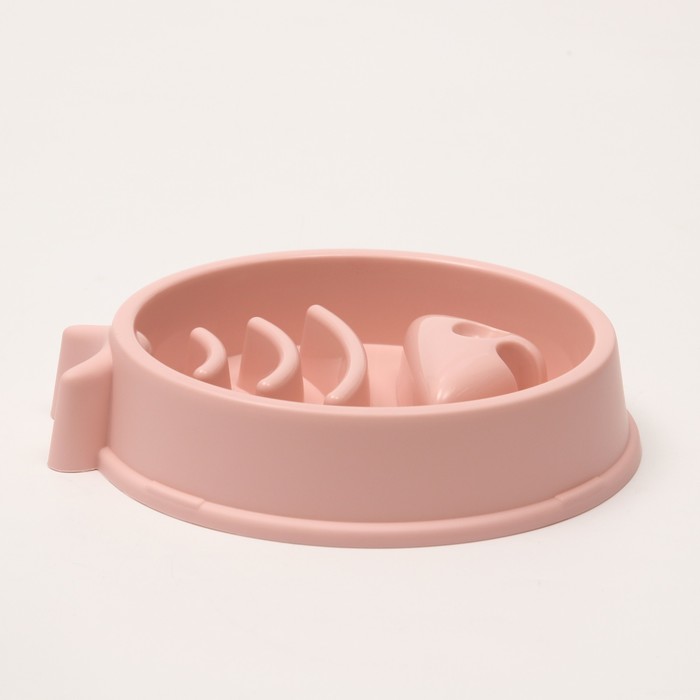 Миска "Медленное кормление", от переедания, 21 х 21 х 4,5 см, розовая - Фото 1