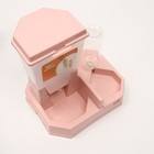 Комплекс: контейнер для корма, поилка-непроливайка 500 мл, 33 х 27 х 34 см,  розовый - Фото 3