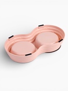 Миска двойная, 25×14×5 см, на пластиковом основании, металл, розовая  (артикул 7333819)  большой выбор товаров оптом и в розницу по низким ценам с доставкой