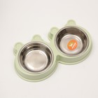 Миска металлическая двойная на пластиковой основе 2×160 мл, 28×15.5×4 см, зелёная - Фото 3