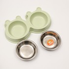 Миска металлическая двойная на пластиковой основе 2×160 мл, 28×15.5×4 см, зелёная - Фото 4