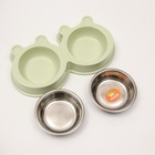 Миска двойная, 2×160 мл, 28×15.5×4 см, на пластиковой основе, металл, зелёная - Фото 5