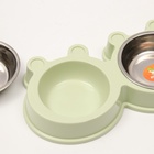 Миска двойная, 2×160 мл, 28×15.5×4 см, на пластиковой основе, металл, зелёная - Фото 7