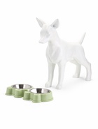 Миска металлическая двойная на пластиковой основе 2×160 мл, 28×15.5×4 см, зелёная 7333820