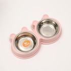 Миска металлическая двойная на пластиковой основе, 27.8×15.5×4 см, розовая - Фото 4