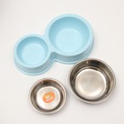 Миска металлическая двойная на пластиковом основании, 28×17.3×5 см, голубая - Фото 5
