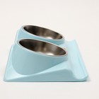 Миска металлическая двойная на пластиковой основе, 38 х 22 х 9 см, голубая - Фото 5