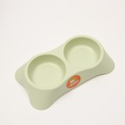 Миска двойная пластиковая 2×160 мл, 23×13×4 см, зелёная - Фото 3