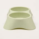 Миска двойная пластиковая 2×160 мл, 23×13×4 см, зелёная - Фото 4