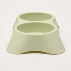 Миска двойная, 2×160 мл, 23×13×4 см, пластик, зелёная - Фото 5