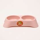 Миска пластиковая двойная 23 х 13 х 4 см, розовая - Фото 2