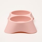 Миска пластиковая двойная 23 х 13 х 4 см, розовая - Фото 4