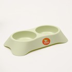 Миска пластиковая двойная 2 х 250 мл, 28 х 16 х 5 см, зелёная - Фото 2
