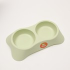 Миска пластиковая двойная 2 х 250 мл, 28 х 16 х 5 см, зелёная - Фото 4