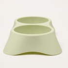 Миска пластиковая двойная 2 х 250 мл, 28 х 16 х 5 см, зелёная - Фото 5