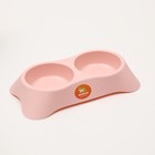 Миска пластиковая двойная, 28×16×5 см, розовая - Фото 2