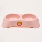 Миска пластиковая двойная, 28×16×5 см, розовая - Фото 3