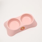 Миска пластиковая двойная, 28×16×5 см, розовая - Фото 4