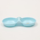 Миска двойная пластиковая 2 х 160 мл, 24 см х 11,5 см х 3 см, голубая - Фото 2