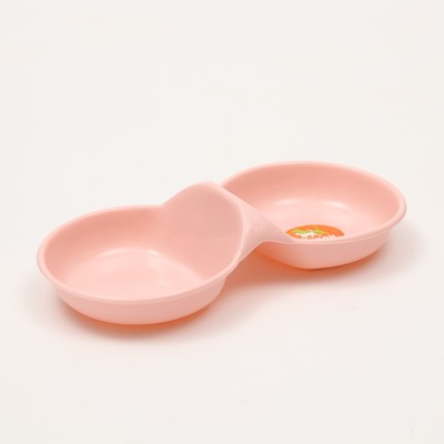 Миска двойная, для животных, 24 см × 11.5 см × 3 см, пластик, розовая