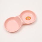 Миска двойная, для животных, 24 см × 11.5 см × 3 см, пластик, розовая - Фото 3