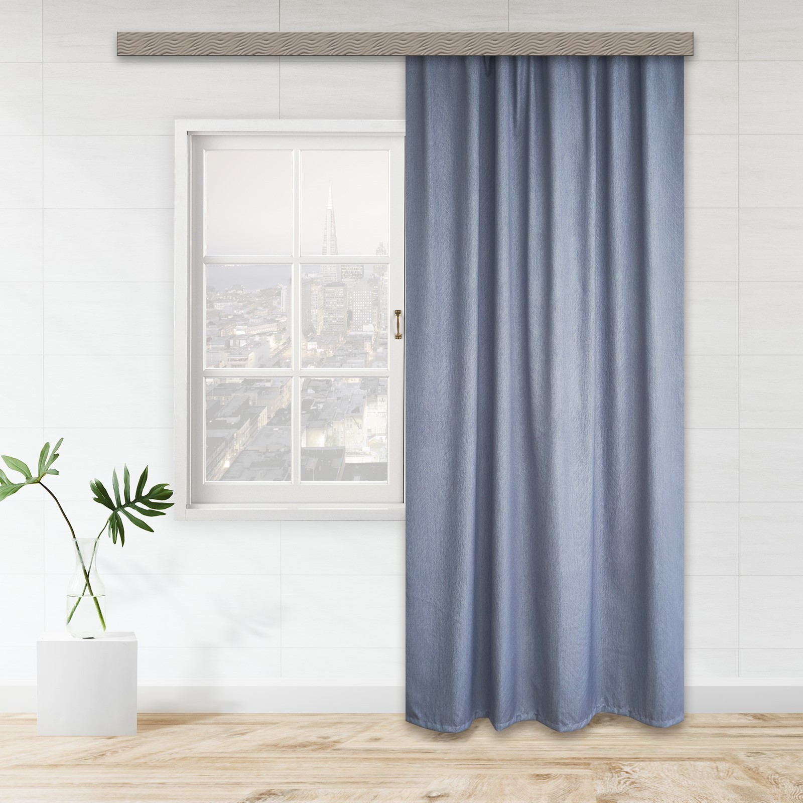 Штора портьерная Witerra с тиснением Зигзаги 135x260см, сине-голубой ...