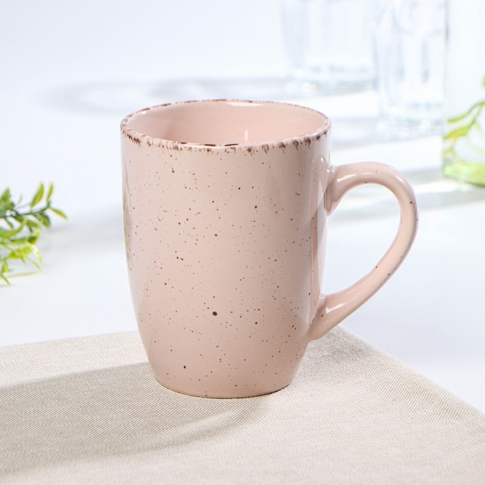 Кружка керамическая Доляна «Марион», 340 мл, цвет бежевый - Фото 1