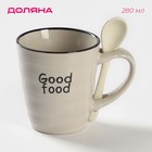Кружка Доляна «Ноель», 280 мл, с ложкой, керамика, бежевая - Фото 1