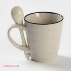 Кружка Доляна «Ноель», 280 мл, с ложкой, керамика, бежевая - Фото 2