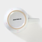 Кружка Доляна «Горох», 340 мл, керамика, белая, розовая - Фото 4