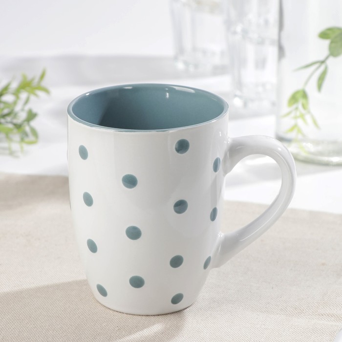 Кружка керамическая Доляна «Горох», 340 мл, цвет синий - Фото 1