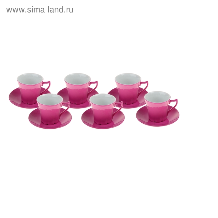 Сервиз чайный "Конфетти", 12 предметов: 6 чашек 220 мл, 6 блюдец, розовый - Фото 1