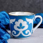 Чашка чайная Пахта голубая в золоте, 220 мл - Фото 2