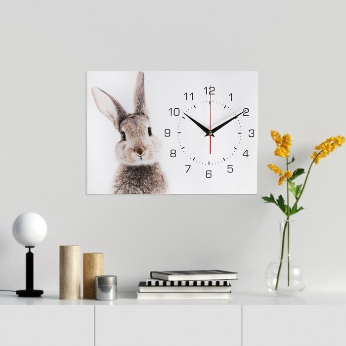 Часы-картина настенные "Заяц", плавный ход, 30 х 40 см - фото 1905927258