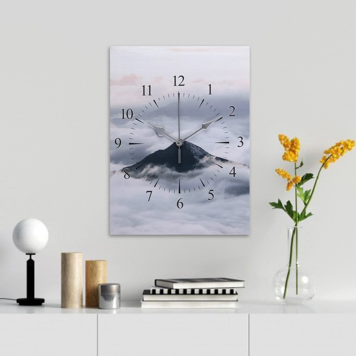 Часы-картина настенные "Горы в облаках", плавный ход, 30 х 40 см - Фото 1