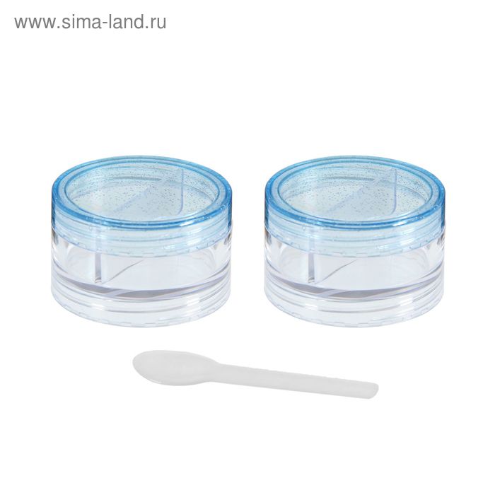 Набор для хранения: 2 баночки с перегородкой по 10мл, лопатка, цвет МИКС - Фото 1