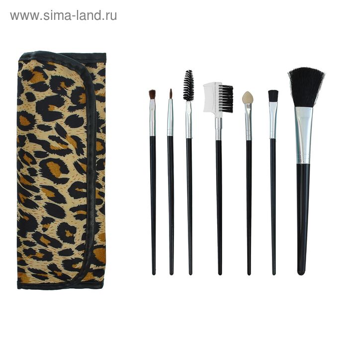 Набор кистей для макияжа "Леопард", 7 предметов, на кнопке, цвета МИКС - Фото 1