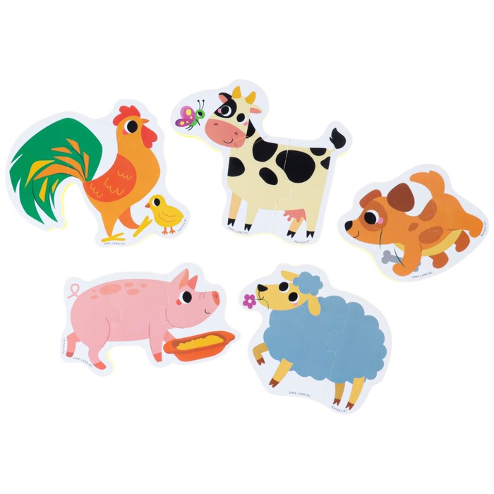 Макси - пазлы для игры в ванне тройные «Домашние животные», 5 пазлов, 15 мягких деталей 52836