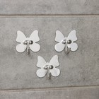 Крючок на липучке Доляна «Бабочки», 3 шт, металлический - фото 9564367