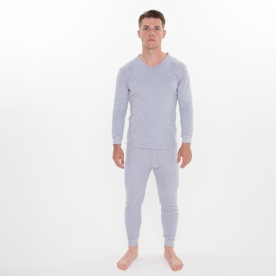 Комплект термо мужской (фуфайка, кальсоны) цвет серый меланж, р-р 50-52