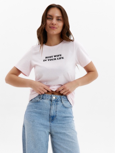 Футболка женская KAFTAN Best wife р. 48-50, розовый