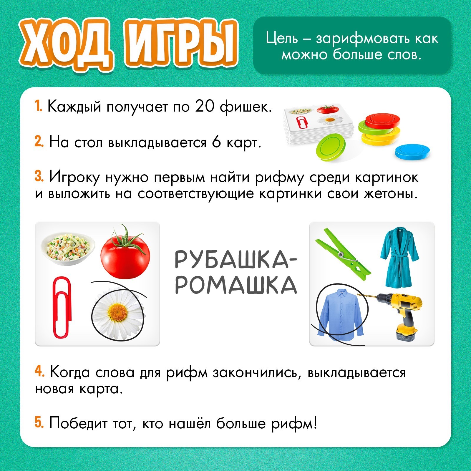 Настольная игра «Придумай рифму», 2-4 игрока, 5+ (7353445) - Купить по цене  от 223.00 руб. | Интернет магазин SIMA-LAND.RU