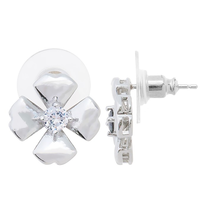 Серьги с хрусталем "Клевер 4 листа", родирование - Фото 1