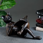 Фигура "Кот с книгой" черный, 47x26x23см - фото 10921219
