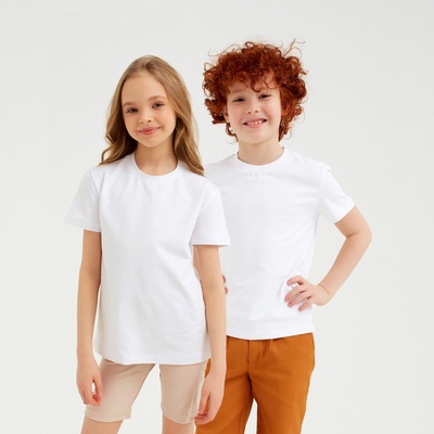 Футболка детская Basic line цвет белый, рост 116
