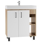Тумба напольная «Домино» Craft, под раковину «Фостер 80», левая/правая, без ящиков, 772×444×820 мм, цвет дуб вотан/белый матовый - Фото 1